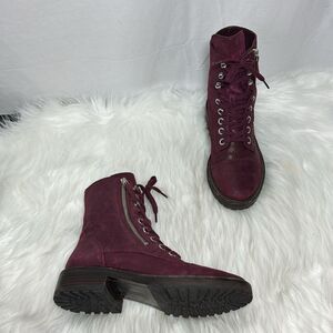 PAIGE Marline Burgundy Leather Lace Up Ankle Booties Sz 7